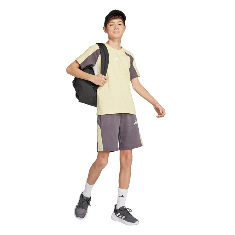 adidas Junior Jongens seizoensgebonden basics kleurblok shorts Grijs/Powder Yellow/Wit - Afbeelding 5