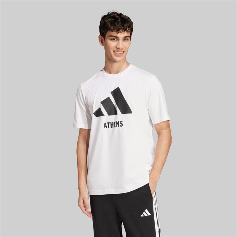 adidas Herren Logo Athen T Shirt Weiß - Bild 2