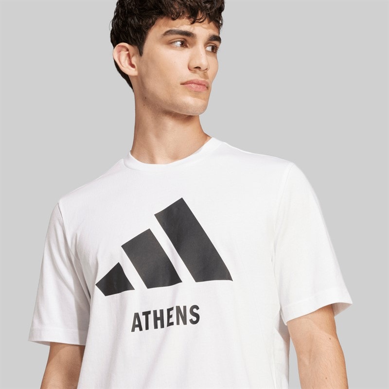 adidas Herren Logo Athen T Shirt Weiß - Bild 4