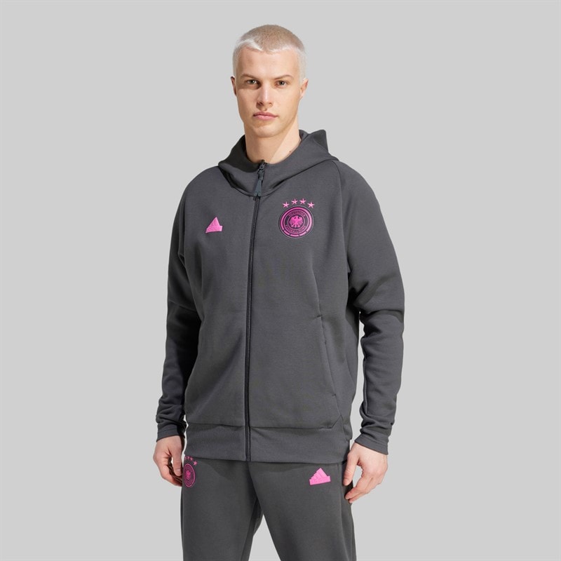 adidas Heren DFB Duitsland 24 Reis Volledige Rits Hoodie Carbon - Afbeelding 1