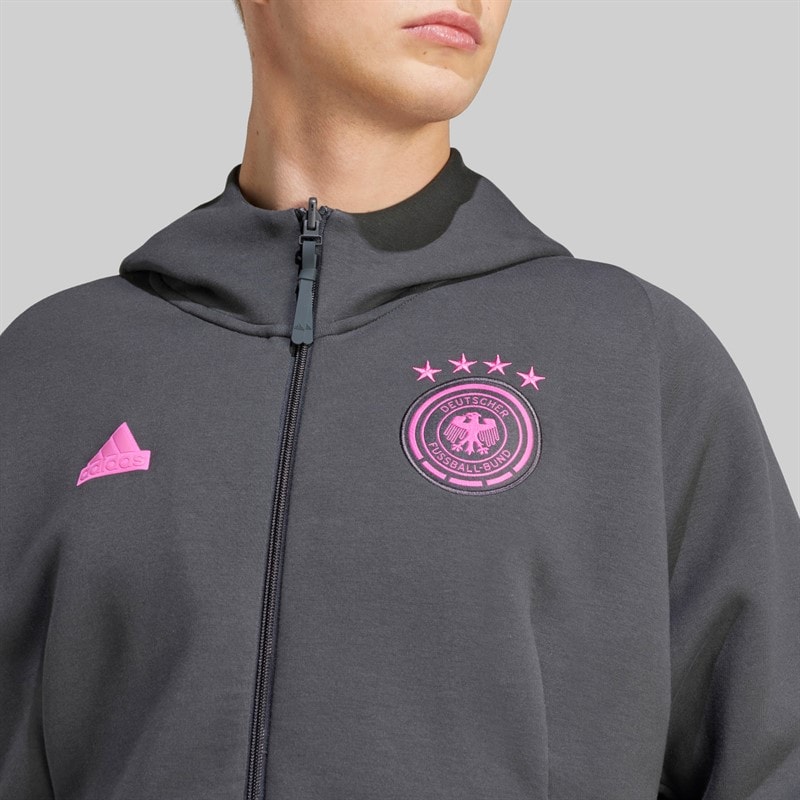 adidas Heren DFB Duitsland 24 Reis Volledige Rits Hoodie Carbon - Afbeelding 3