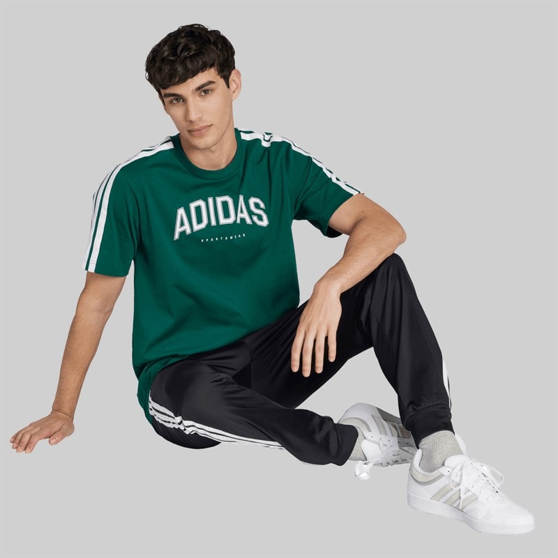 adidas Heren Codes Collegiate Lineaire Grafische T-shirt Collegiate Green