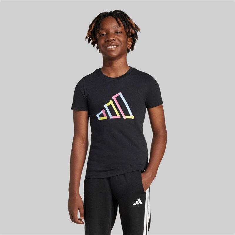 adidas Jongens Tech Logo Grafische T-shirt Zwart - Afbeelding 2