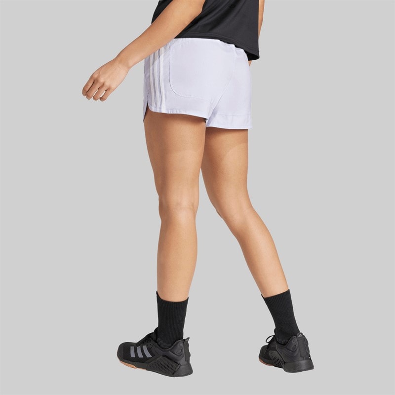 adidas Dames Pacer Training 3-Stripes Geweven Hoge Taille Shorts Violet Tone/Wit - Afbeelding 2