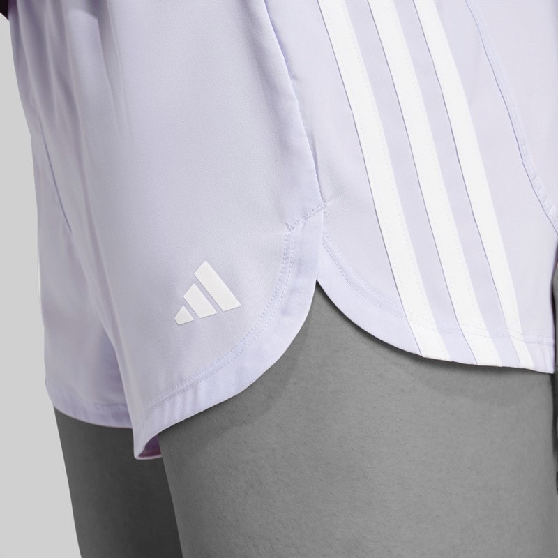 adidas Dames Pacer Training 3-Stripes Geweven Hoge Taille Shorts Violet Tone/Wit - Afbeelding 3