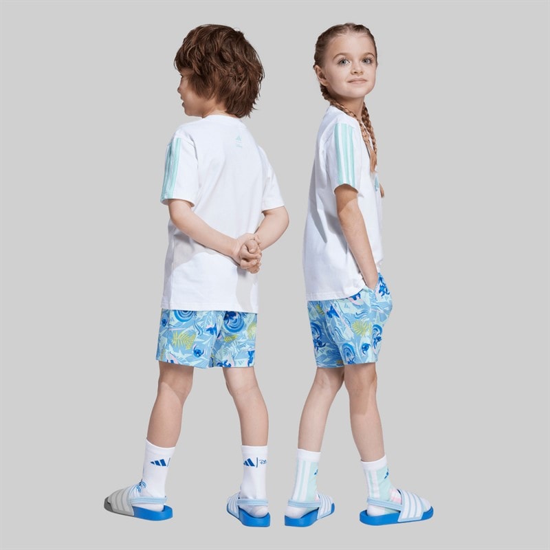 adidas Kinderen X Disney Lilo En Stitch T Shirt En Shorts Set Wit/Semi Flash Aqua - Afbeelding 2