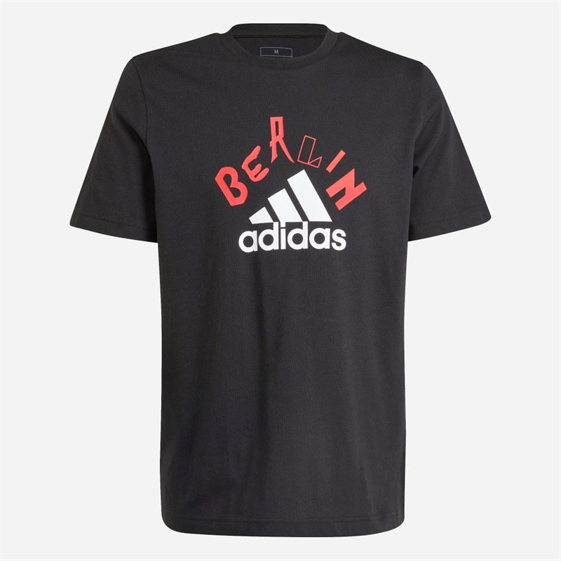 adidas Heren Berlijn Grafisch T-shirt Zwart