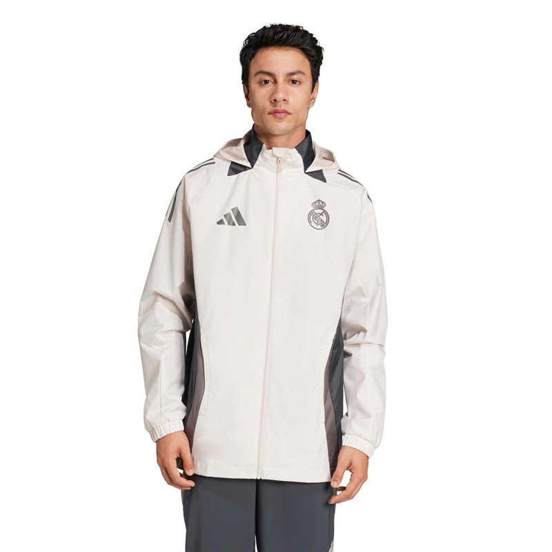 adidas Heren RMCF Real Madrid 24/25 Europese All Weather Jas Putty Mauve/Dark Grey/Charcoal - Afbeelding 1