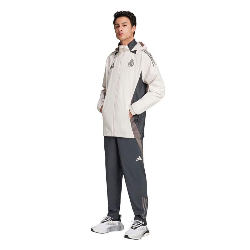 adidas Heren RMCF Real Madrid 24/25 Europese All Weather Jas Putty Mauve/Dark Grey/Charcoal - Afbeelding 5