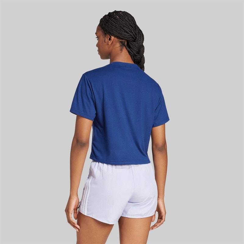 adidas Damen Workout Großes Logo T Shirt Dark Blue - Bild 2
