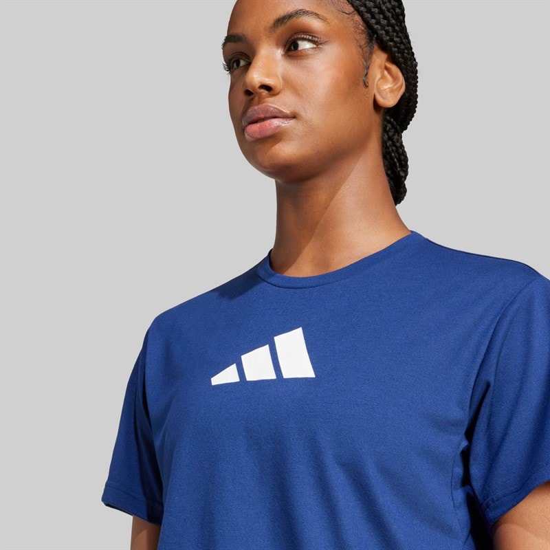adidas Damen Workout Großes Logo T Shirt Dark Blue - Bild 3
