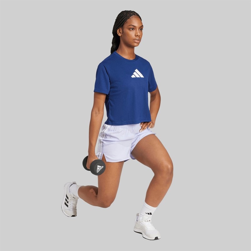 adidas Damen Workout Großes Logo T Shirt Dark Blue - Bild 5