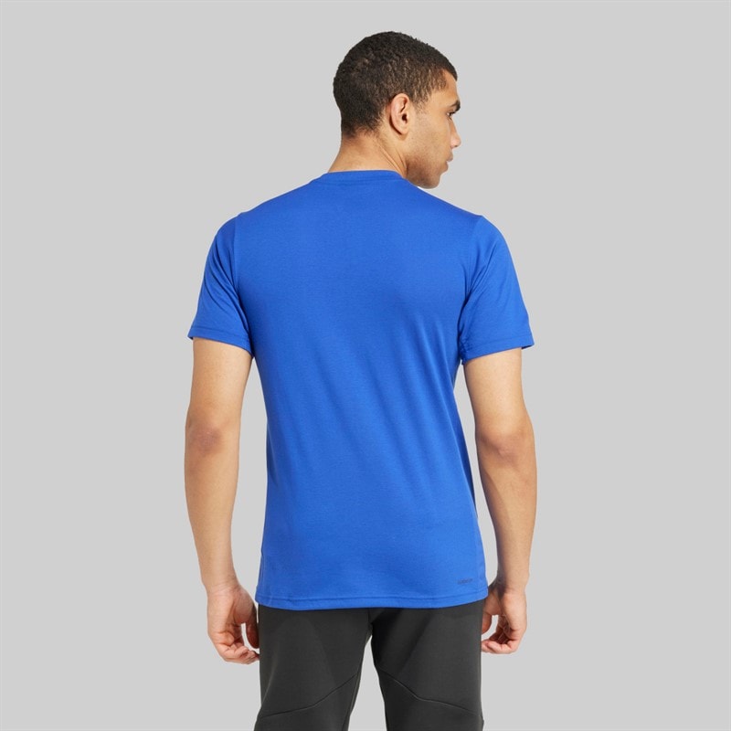adidas Heren Train Essentials Camo Grafisch Logo T-shirt Semi Lucid Blue - Afbeelding 2
