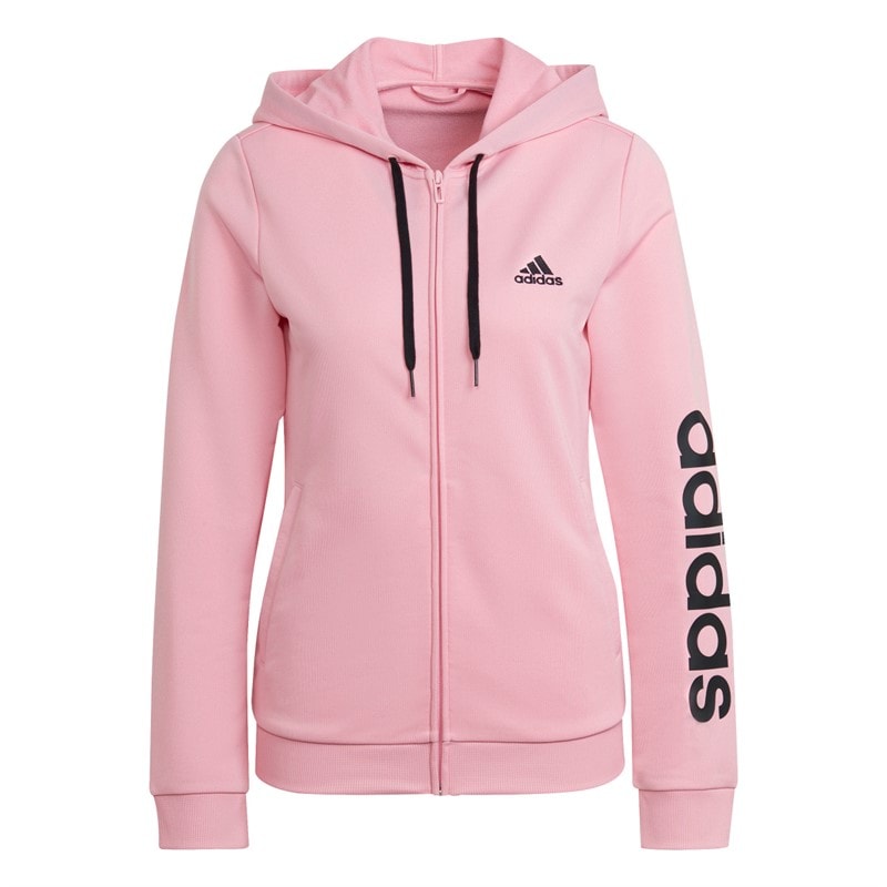 adidas Dames Essentiële Logo French Terry Trainingspak Light Pink/Zwart - Afbeelding 2