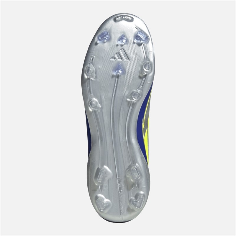 adidas F50 Liga Messi FG/MG buty piłkarskie do gry na twardej nawierzchni/wielofunkcyjne dla juniorów kolor Silver Metallic/Solar Yellow/Lucid Blue – zdjęcie  2