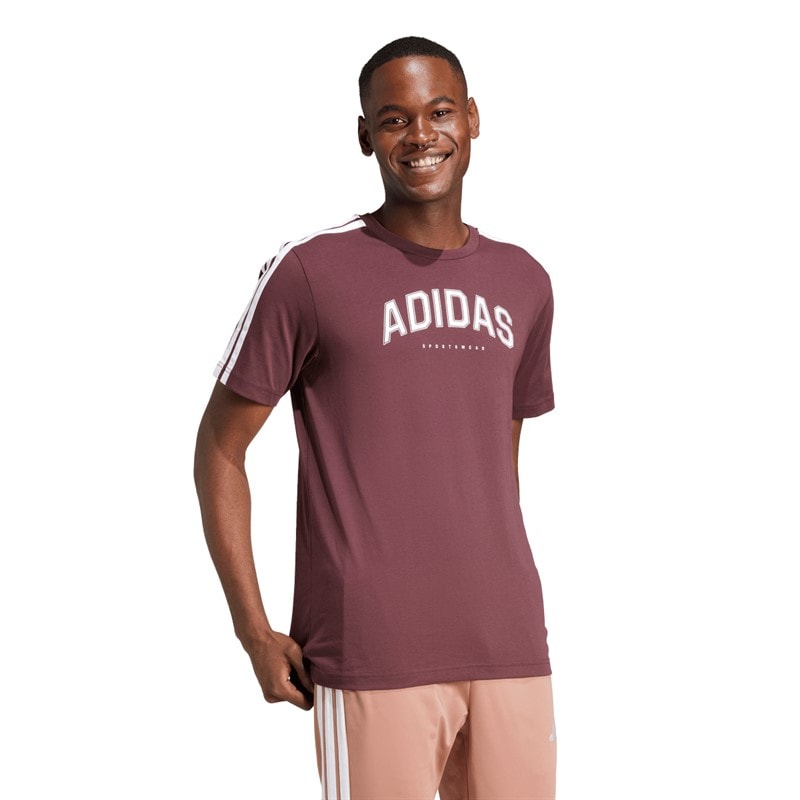 adidas Collegiate Linear Graphic T-shirt dla niego kolor Aurora Ruby – zdjęcie  3