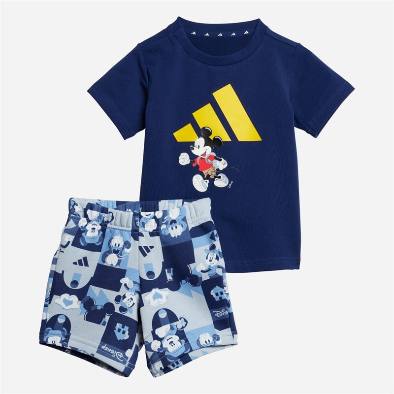 adidas Kinderen X Disney Mickey Mouse T-shirt En Shorts Set Dark Blue/Crew Yellow