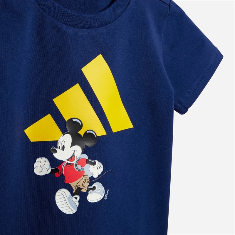 adidas Kinderen X Disney Mickey Mouse T-shirt En Shorts Set Dark Blue/Crew Yellow - Afbeelding 2