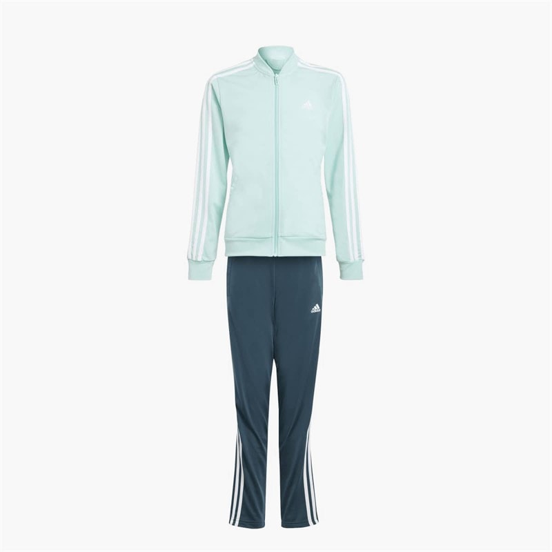 adidas Junior Meisjes Essentials 3-Stripes Trainingspak Semi Flash Aqua/Wit - Afbeelding 1