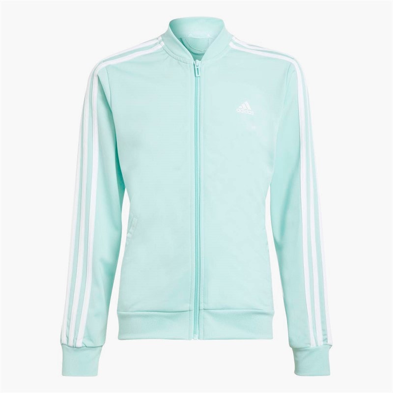 adidas Junior Meisjes Essentials 3-Stripes Trainingspak Semi Flash Aqua/Wit - Afbeelding 2