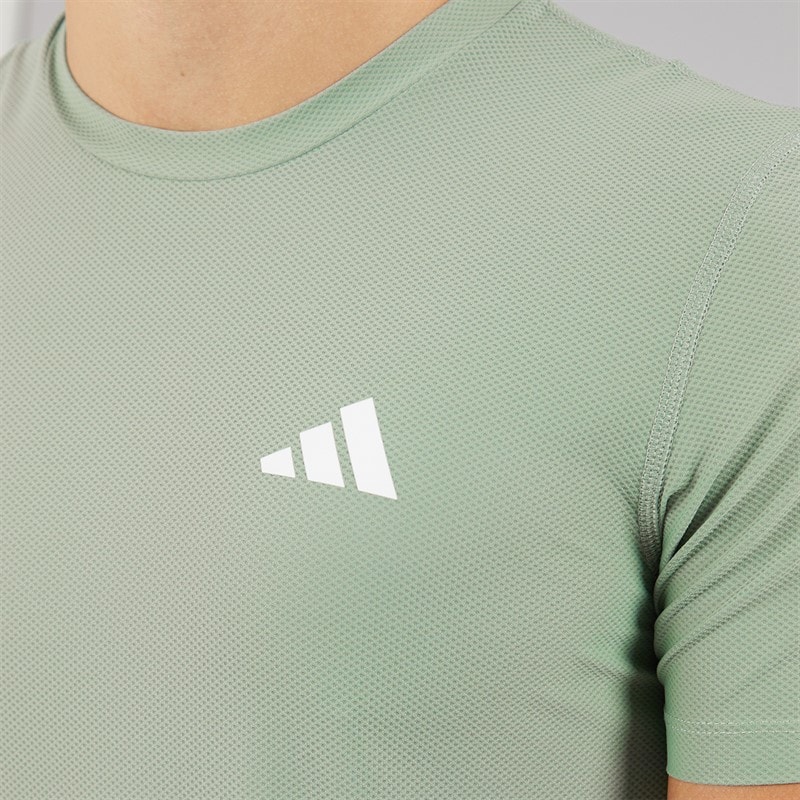 adidas Heren Own The Run hardloop T-shirt Silver Green - Afbeelding 3