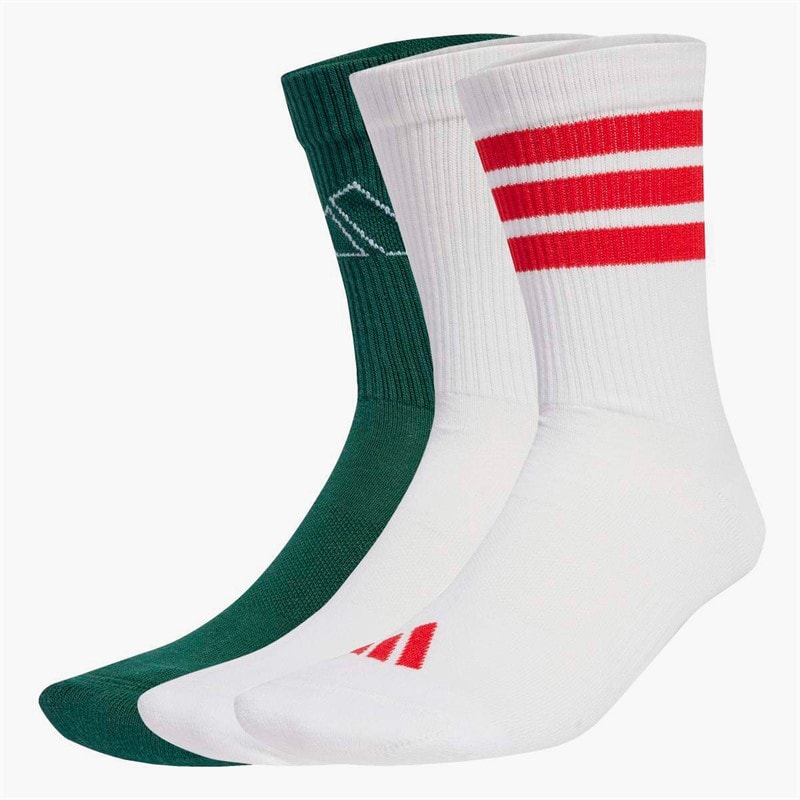 adidas Skarpetki crew 3-pak z z logo w paski  kolor Biały/Biały/Powder Plum