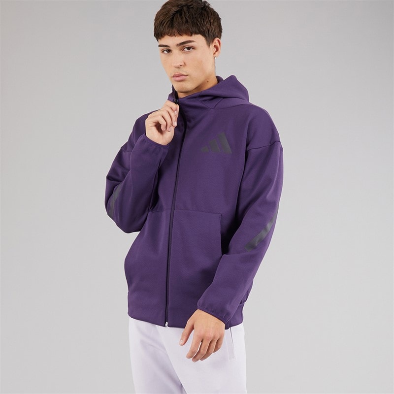 adidas Heren Z.N.E Full Zip Hoodie Aurora Plum - Afbeelding 5