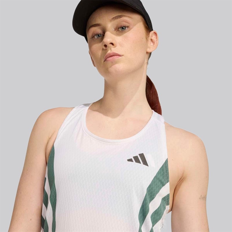 adidas Adizero Archive running singlet dla niej kolor Biały/Preloved Teal – zdjęcie  4