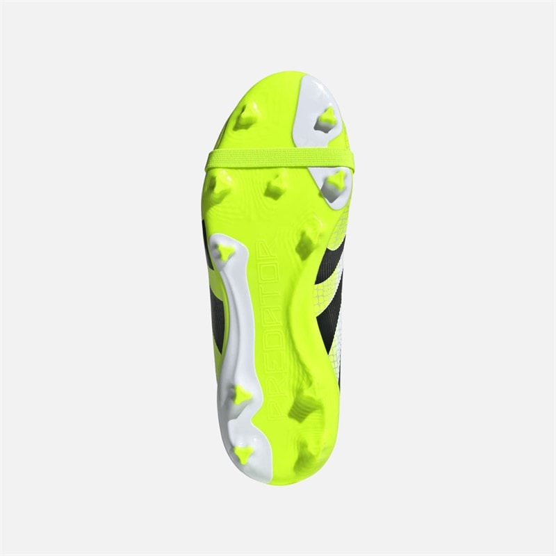 adidas Predator League Tongue FG/MG buty piłkarskie do gry na twardej nawierzchni/wielofunkcyjne dla dzieci kolor Cloud White/Core Black/Lucid Lemon – zdjęcie  2