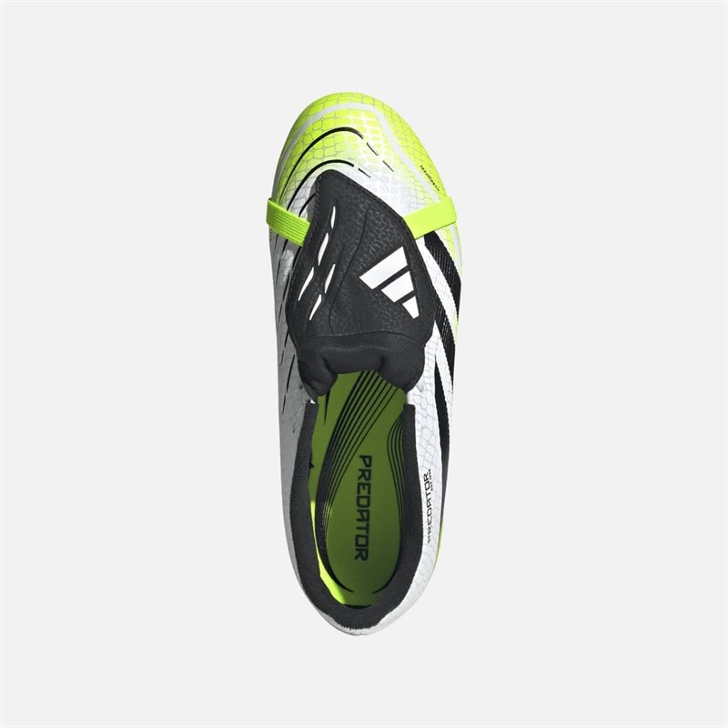 adidas Predator League Tongue FG/MG buty piłkarskie do gry na twardej nawierzchni/wielofunkcyjne dla dzieci kolor Cloud White/Core Black/Lucid Lemon – zdjęcie  4