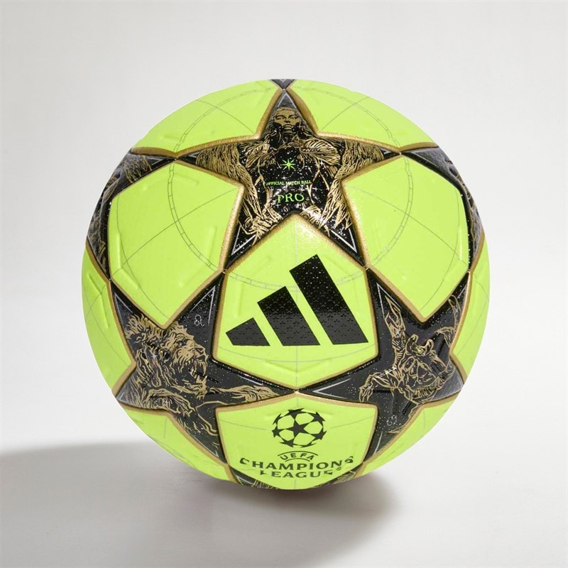 adidas Heren UEFA Champions League Pro Winter Voetbal (FIFA Pro Gecertificeerd) Solar Yellow/Zwart/Gold Metallic/Silver Metallic - Afbeelding 2