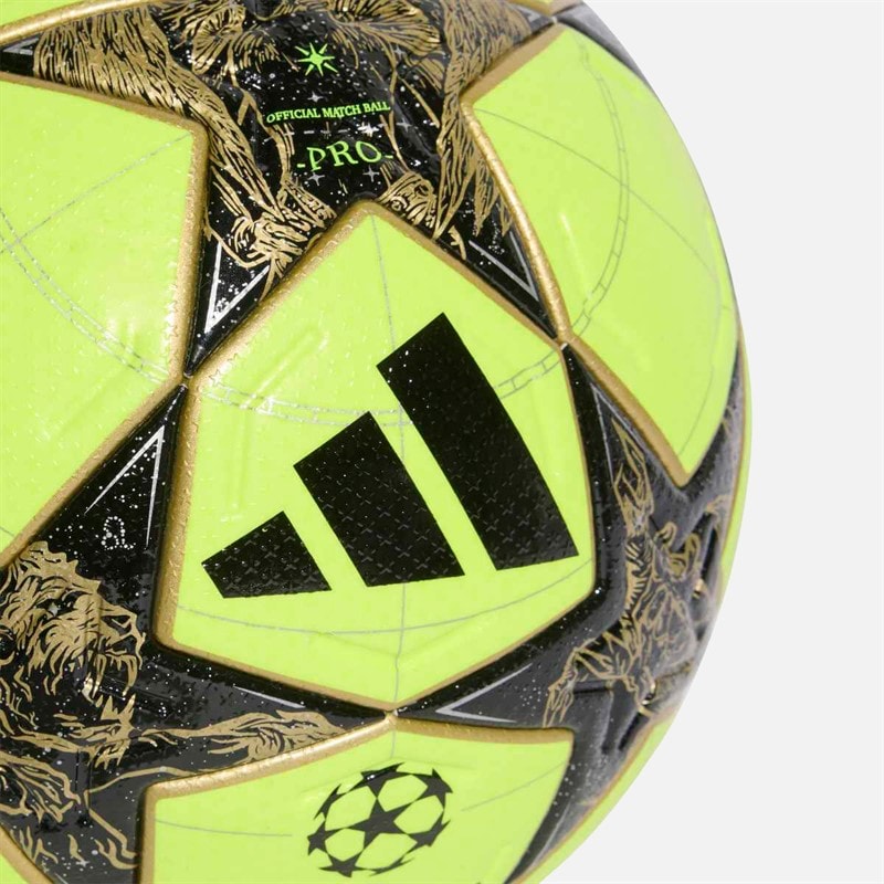 adidas Heren UEFA Champions League Pro Winter Voetbal (FIFA Pro Gecertificeerd) Solar Yellow/Zwart/Gold Metallic/Silver Metallic - Afbeelding 4