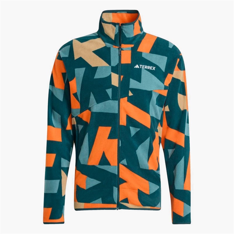 adidas Heren Terrex Multi Bedrukt Volledig Rits Fleece Jas Aurora Ivory/Semi Impact Orange