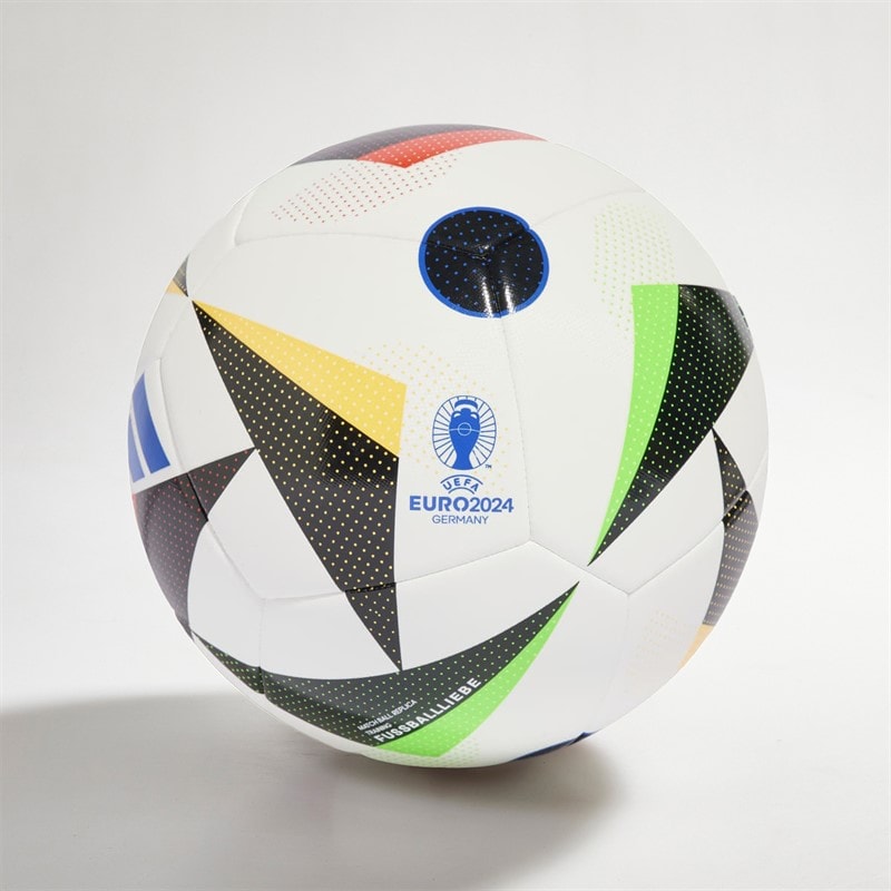 adidas Heren Euro 24 Training Voetbal Wit/Zwart/Glow Blue - Afbeelding 2