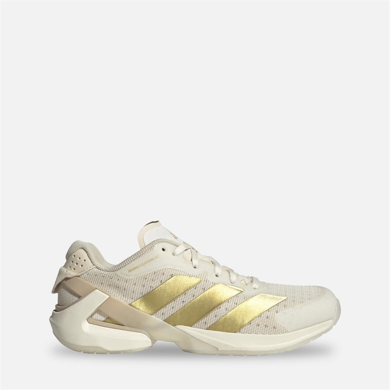 adidas Dames Courterblast Adizero Binnen Court Schoenen Off White/Gold Metallic/Crystal Sand