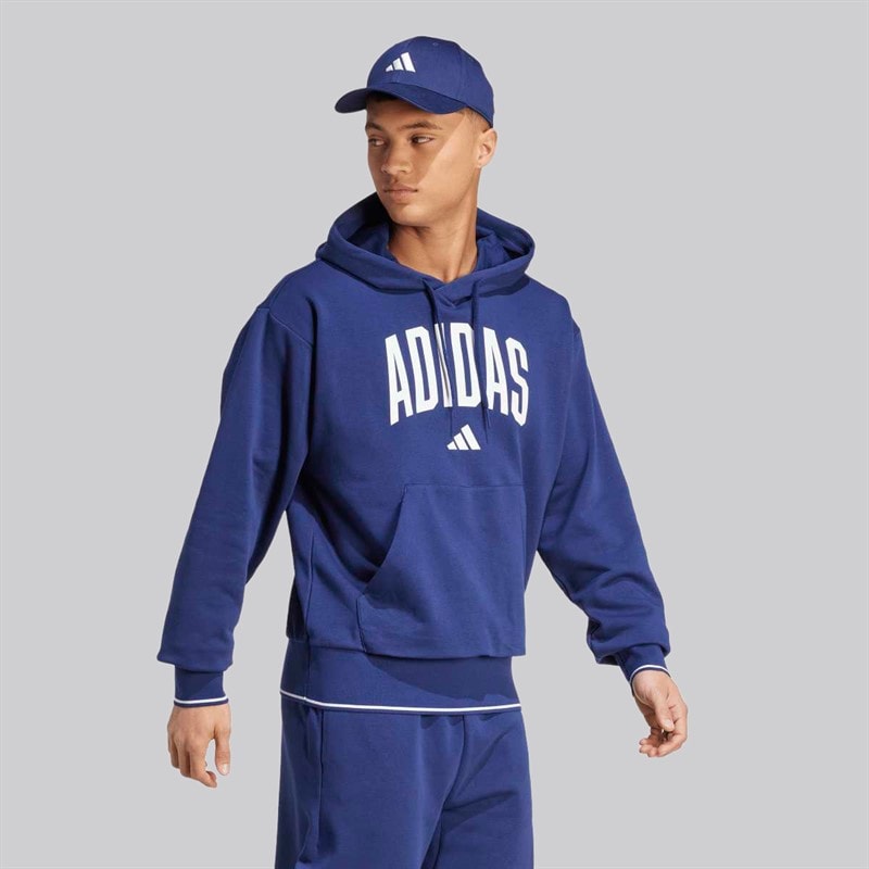 adidas Heren College Hoodie Dark Blue/Wit - Afbeelding 2