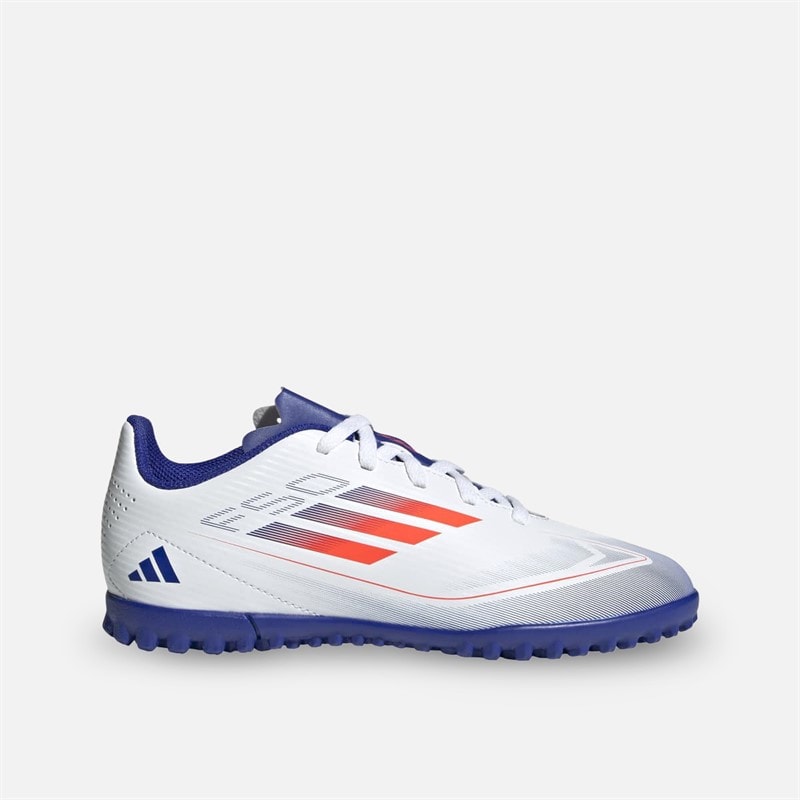 adidas Junioren F50 Club TF Astro Voetbalschoenen Cloud White/Solar Red/Lucid Blue
