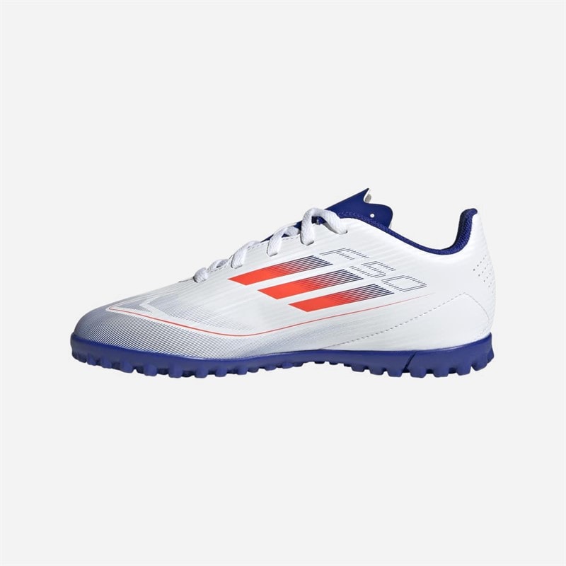 adidas Junioren F50 Club TF Astro Voetbalschoenen Cloud White/Solar Red/Lucid Blue - Afbeelding 5
