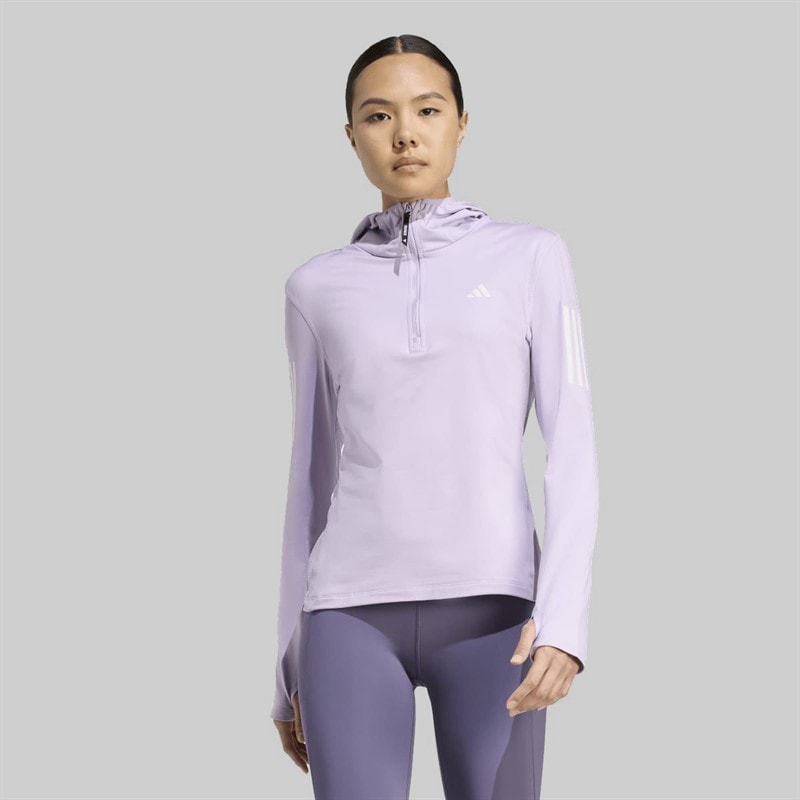 adidas Dames Own The Run Winterized Hardloop Hoodie Halve Rits Powder Plum - Afbeelding 1
