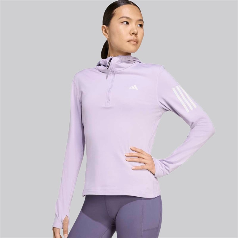 adidas Dames Own The Run Winterized Hardloop Hoodie Halve Rits Powder Plum - Afbeelding 3