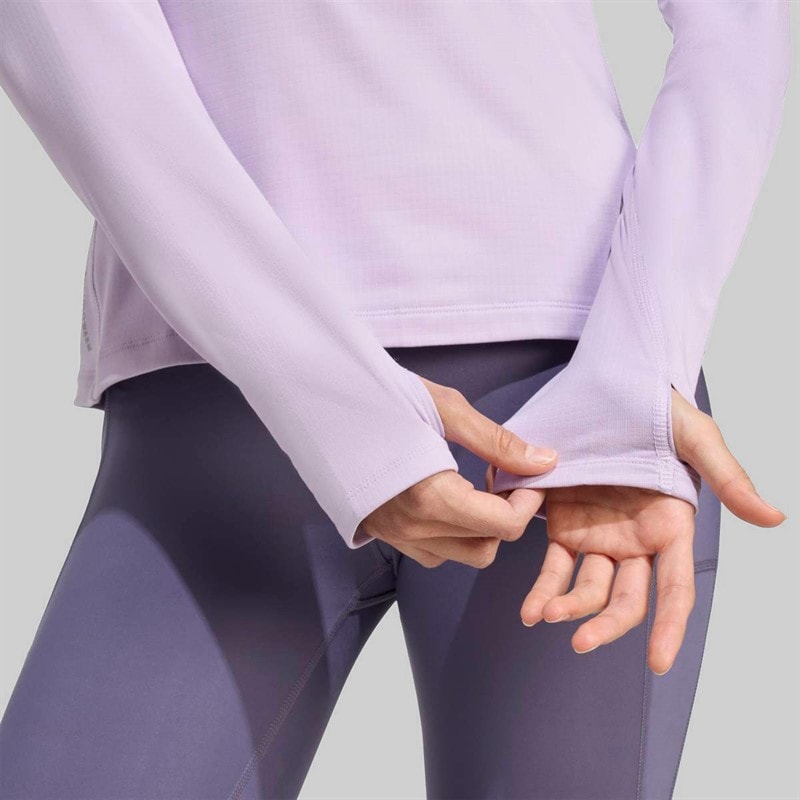 adidas Dames Own The Run Winterized Hardloop Hoodie Halve Rits Powder Plum - Afbeelding 4