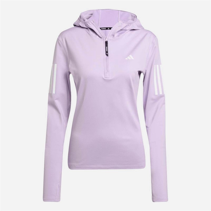 adidas Dames Own The Run Winterized Hardloop Hoodie Halve Rits Powder Plum - Afbeelding 5