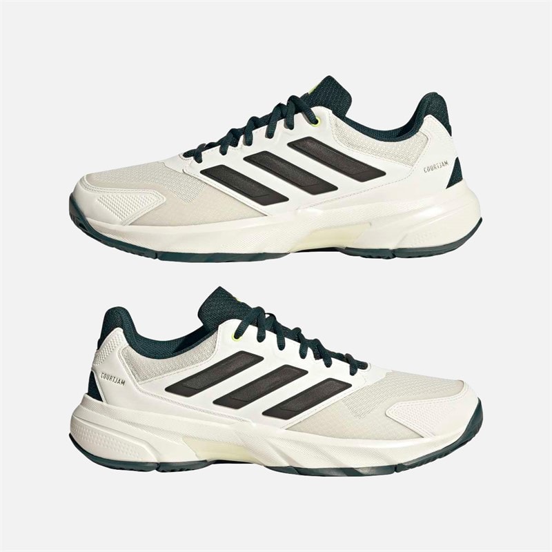 adidas Heren Courtjam Control 3 Tennisschoenen Off White/Silver Metallic/Aurora Ivory - Afbeelding 2