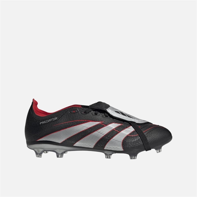 adidas Herenschoenen Predator League Tong BSR Obsidian Strike FG/MG Firm Ground/Multi Ground Voetbalschoenen Core Black/Silver Metallic/Vivid Red