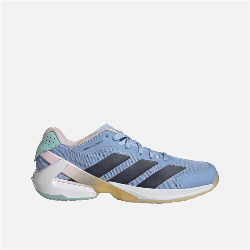 adidas Dames Courterblast Adizero Binnen Court Schoenen Glow Blue/Shadow Navy/Clear Pink