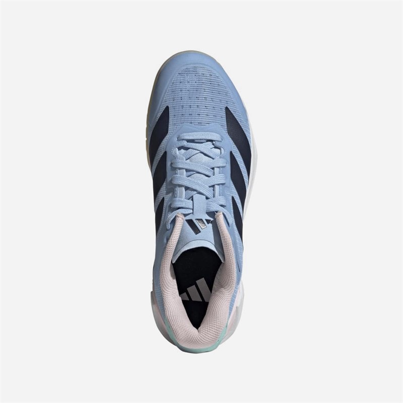 adidas Courterblast Adizero buty halowe dla niej kolor Glow Blue/Shadow Navy/Clear Pink – zdjęcie  4