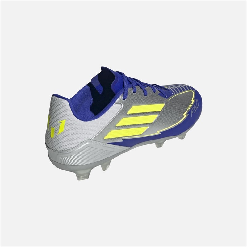 adidas Heren F50 League Messi La Vida Rapida Pack FG/MG Firm Ground/Multi Ground Voetbalschoenen Silver Metallic/Solar Yellow/Lucid Blue - Afbeelding 3