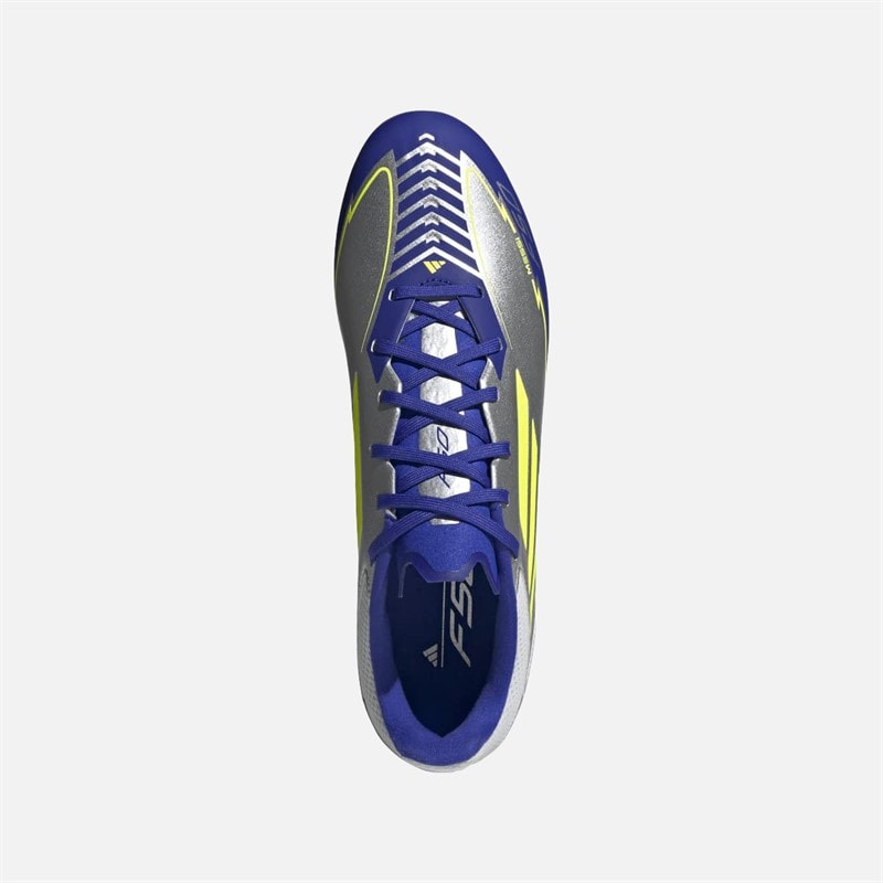 adidas Heren F50 League Messi La Vida Rapida Pack FG/MG Firm Ground/Multi Ground Voetbalschoenen Silver Metallic/Solar Yellow/Lucid Blue - Afbeelding 4