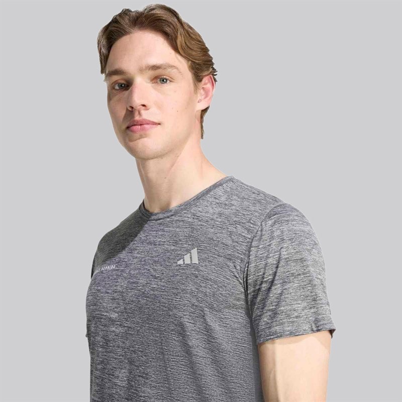 adidas Own The Run Melange T-shirt do biegania dla niego kolor Czarny/Grey Three Metallic – zdjęcie  4