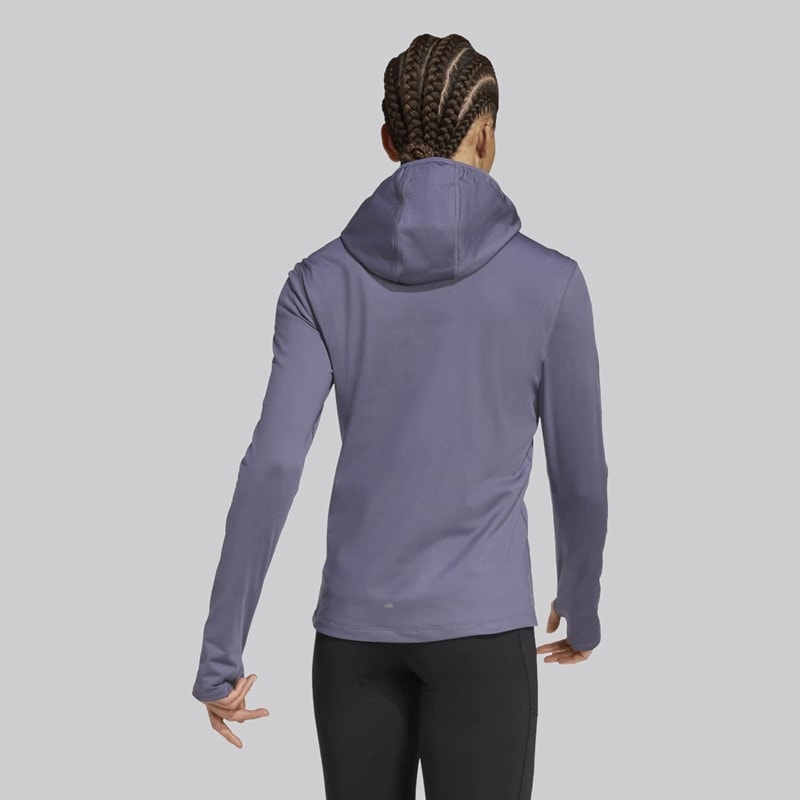 adidas Dames Own The Run Winterized Hardloop Hoodie Halve Rits Preloved Violet - Afbeelding 2